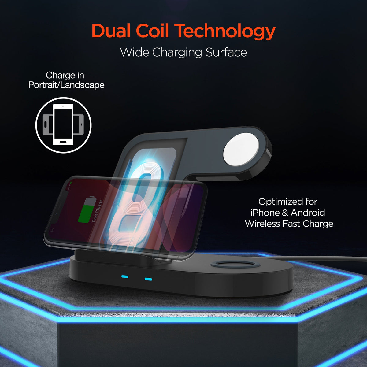 HyperGear 3-in-1 Wireless Charging Dock
