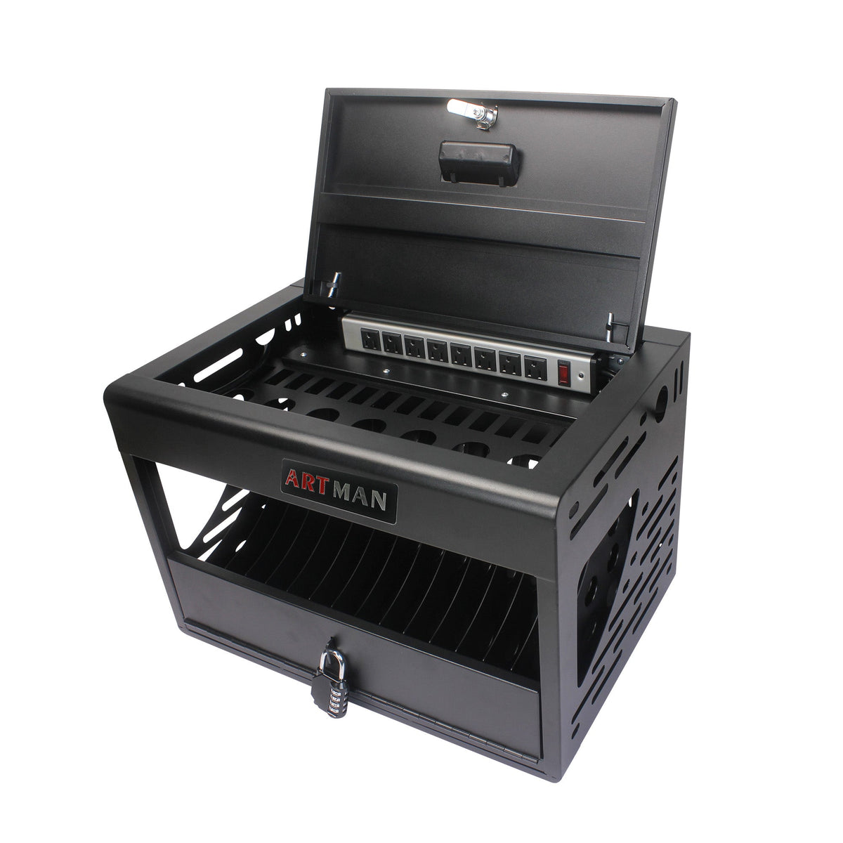 16 Bay Charging Cabinet for Laptop Chromebook Locking Charging Station-BLACK