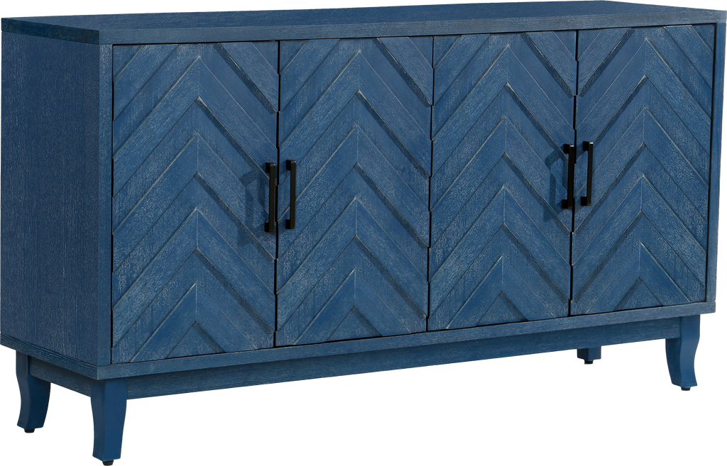 Stronger Vintage Style Buffet Cabinet Lacquered Accent Storage 4 Door Wooden
