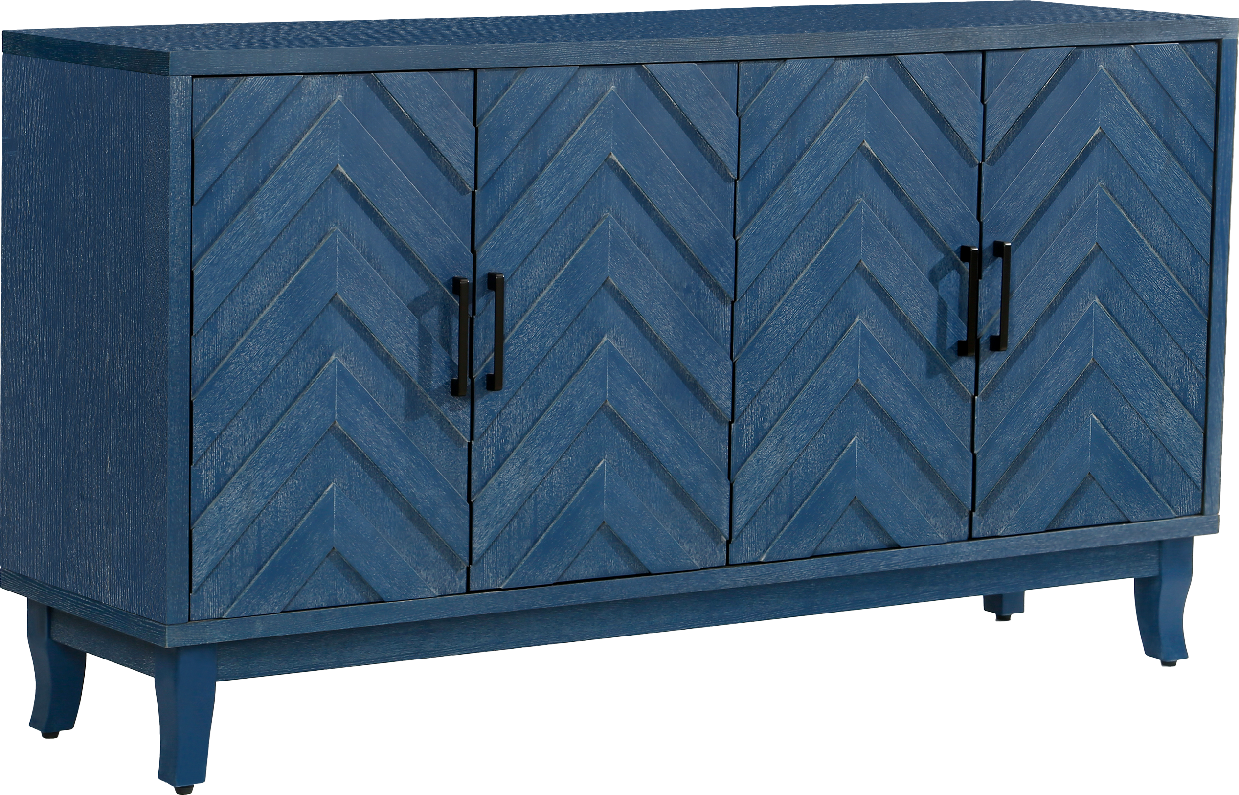 Stronger Vintage Style Buffet Cabinet Lacquered Accent Storage 4 Door Wooden