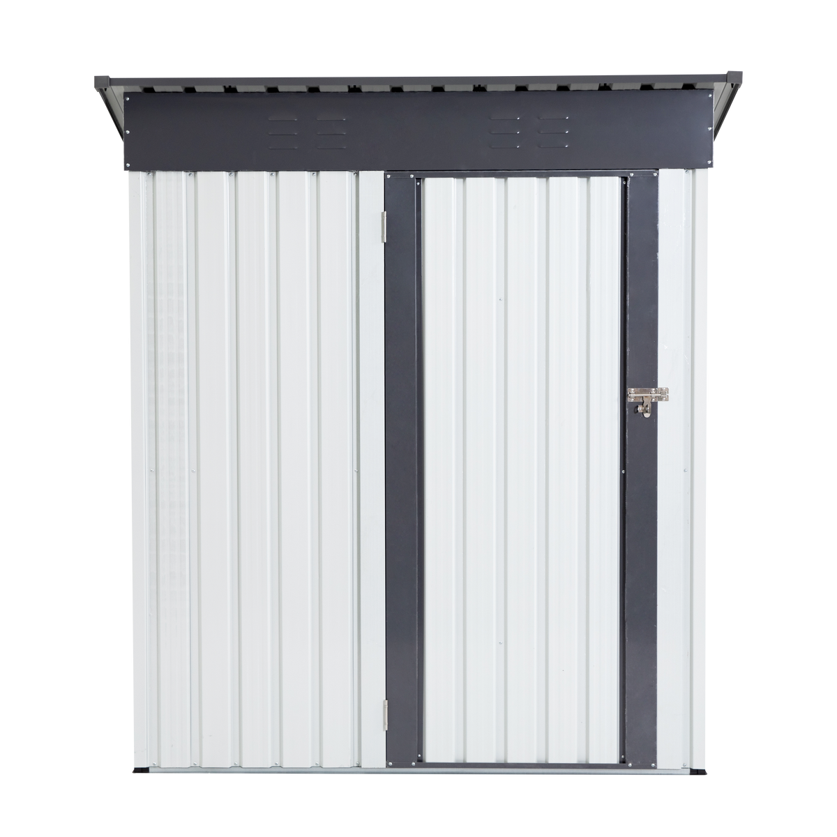 XWT016 Garden Metal Storage Lifter Shed Gray White 5x3x6ft outdoor storing tools Rainproof Hinge door version