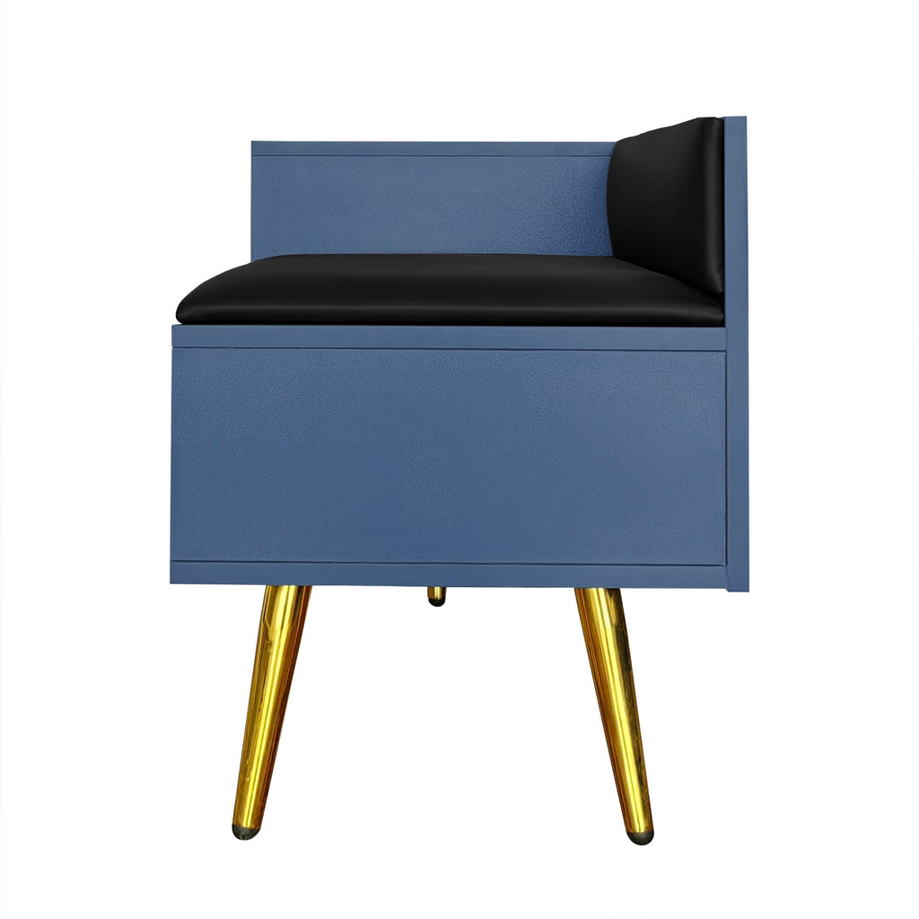Modern Shoe Storage Bench with Hidden Storage and Upholstered Cushions for Bedside, Living Room and Entryway (Navy)