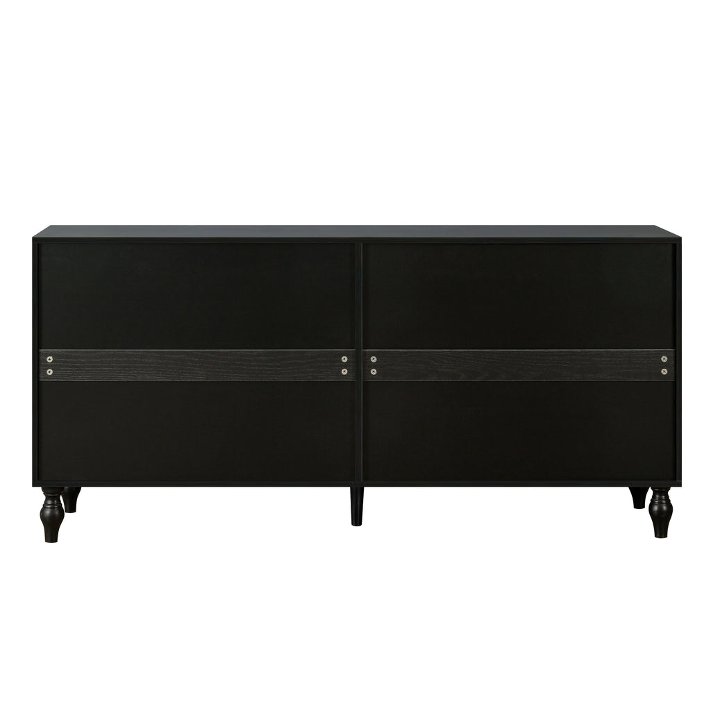 Vintage White Large Faceted Carved And Spliced Doors Combined With Black Frames For TV Stand Table,Sideboards, Accent Cabinets
