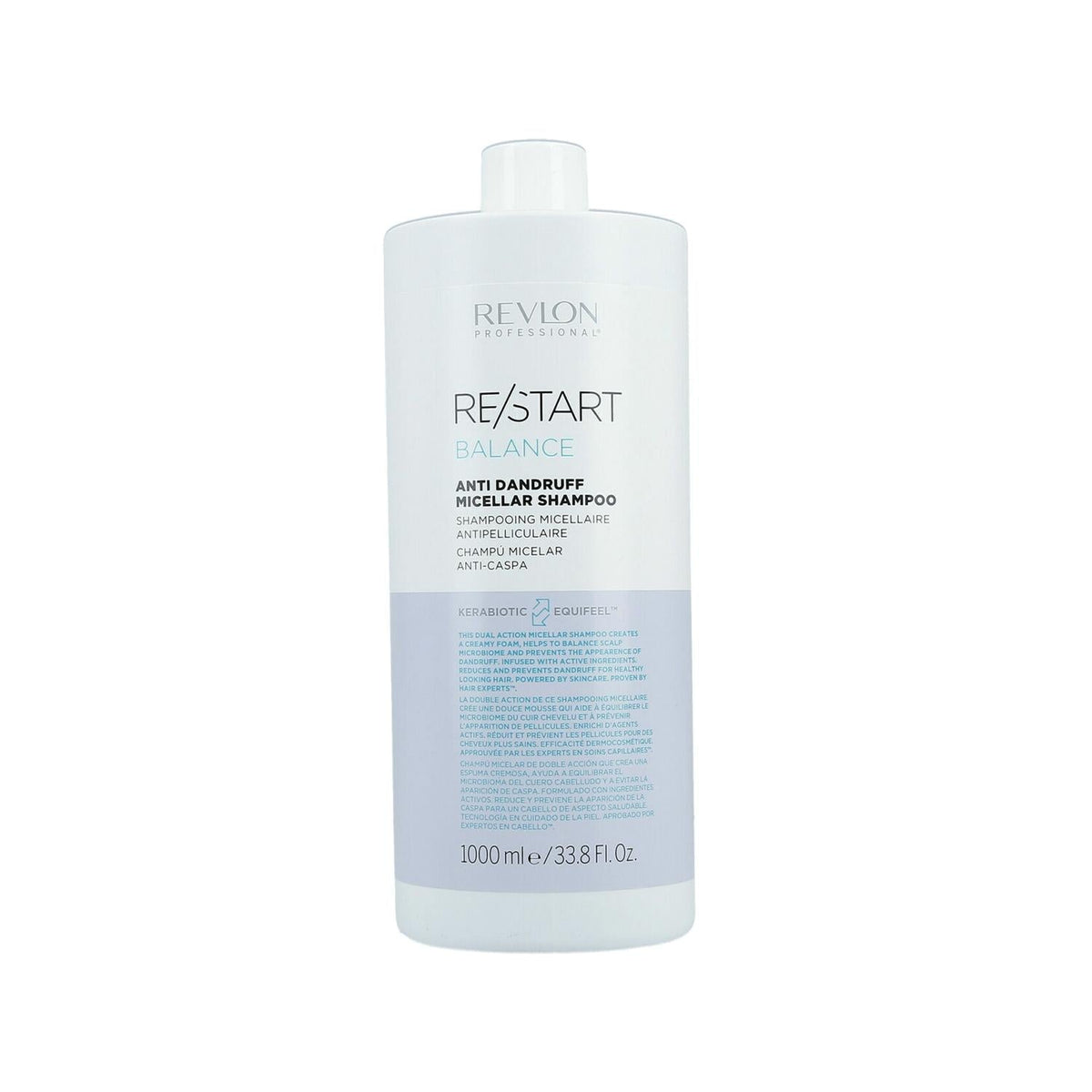 Revlon Restart Balance Anti-Dandruff Micellar Shampoo - 1000ml - Gentle Cleanse, Itch Relief, Flaky Scalp Solution
