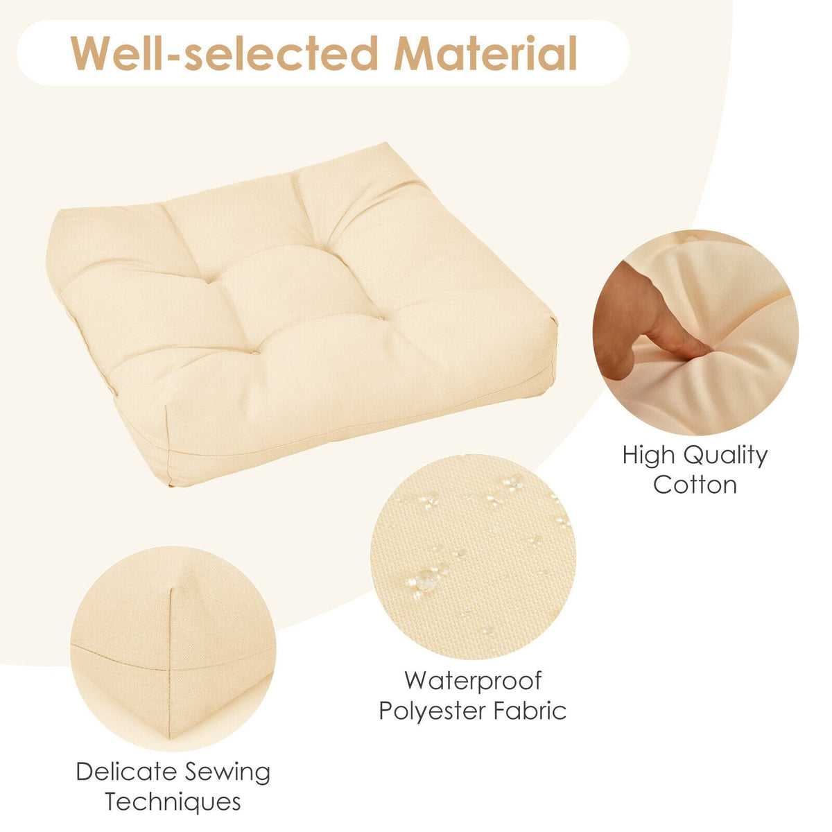 21 Inch x 21 Inch Patio Chair Seat Cushion Pads for Indoor and Outdoor