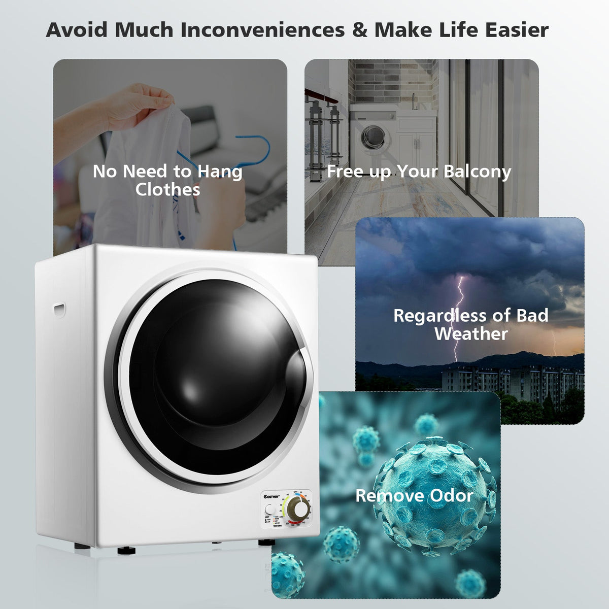 1.5 Cu .ft Clothes Dryer with with Stainless Steel Wall Mount