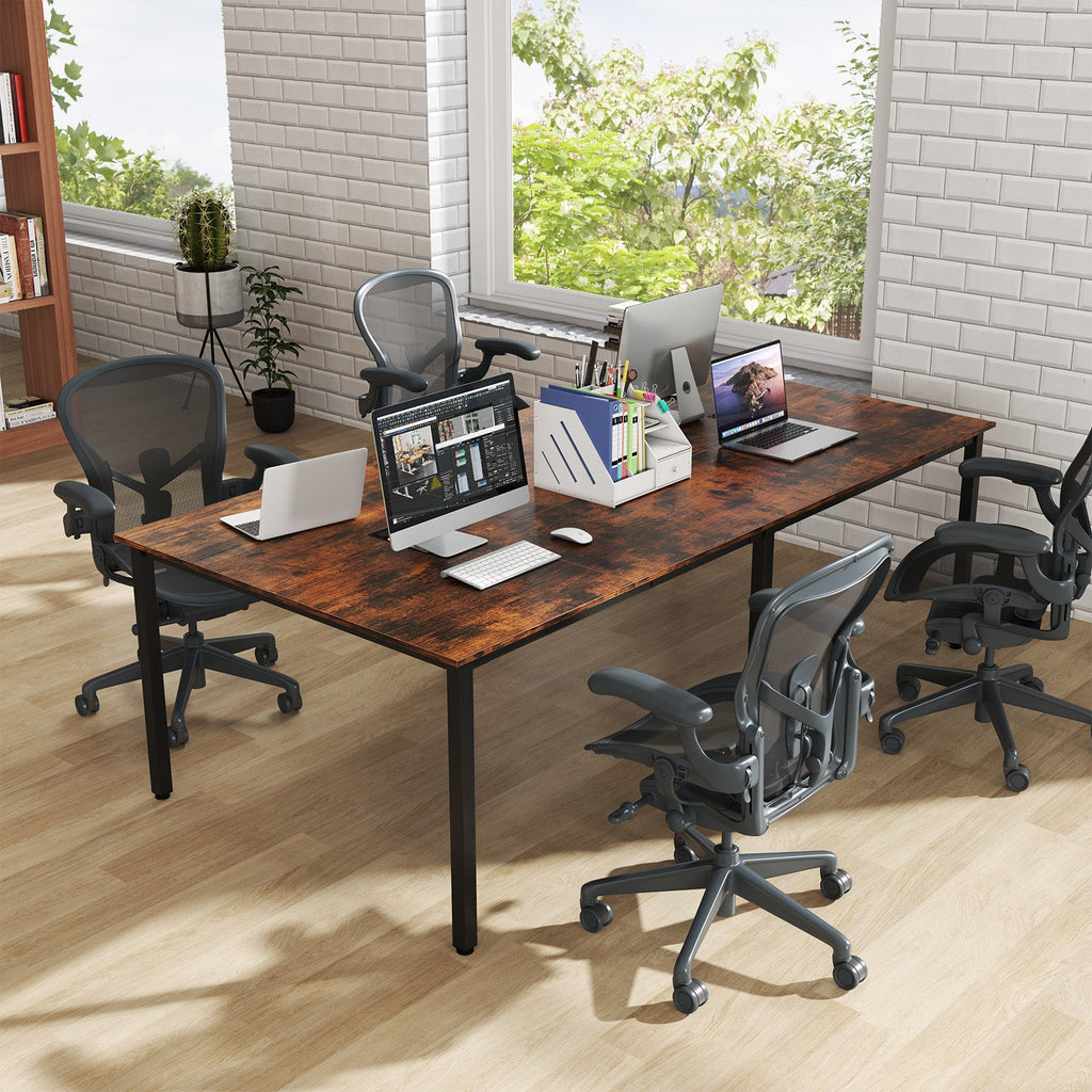 8 Feet Conference Room Table Large Meeting Table Seats up to 10 People-White