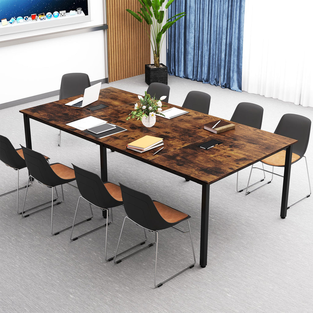 8 Feet Conference Room Table Large Meeting Table Seats up to 10 People-White