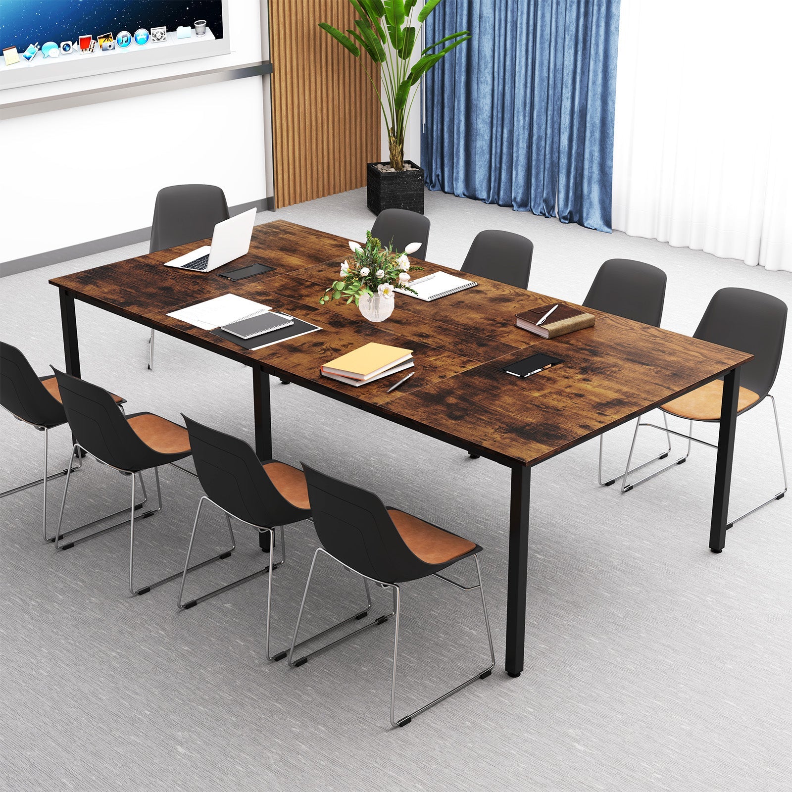 8 Feet Conference Room Table Large Meeting Table Seats up to 10 People-White