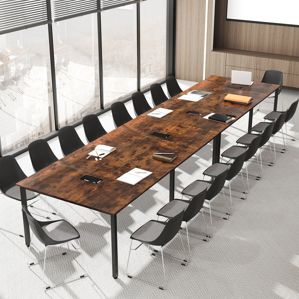 8 Feet Conference Room Table Large Meeting Table Seats up to 10 People-White