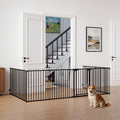 8-Panel Extra Wide Baby Gate Adjustable Pet Safety Fence with Auto-close Door