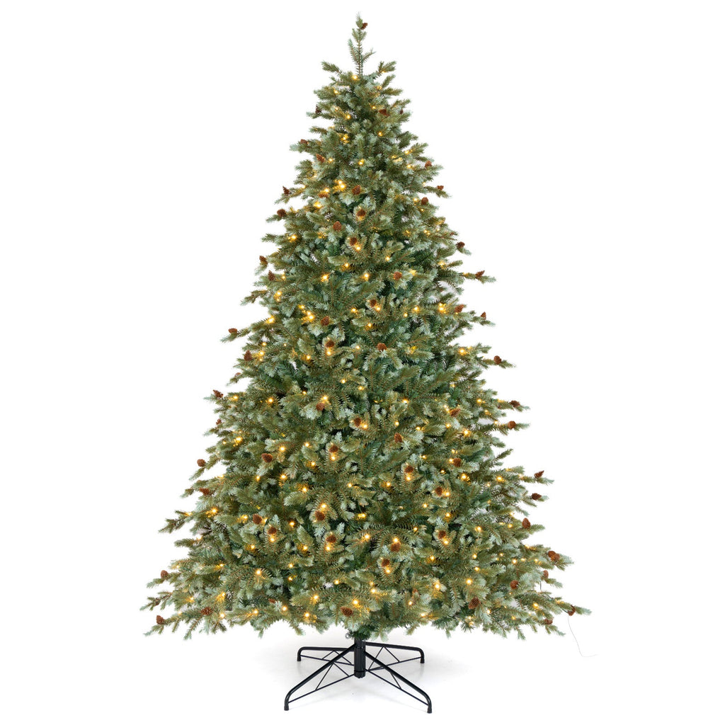 6/7/8 Feet Christmas Tree with Warm White LED Lights and Pine Cones