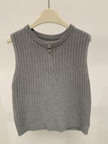 Sleeveless Knitted Outerwear Fashionable Ribbed Vest For Women
