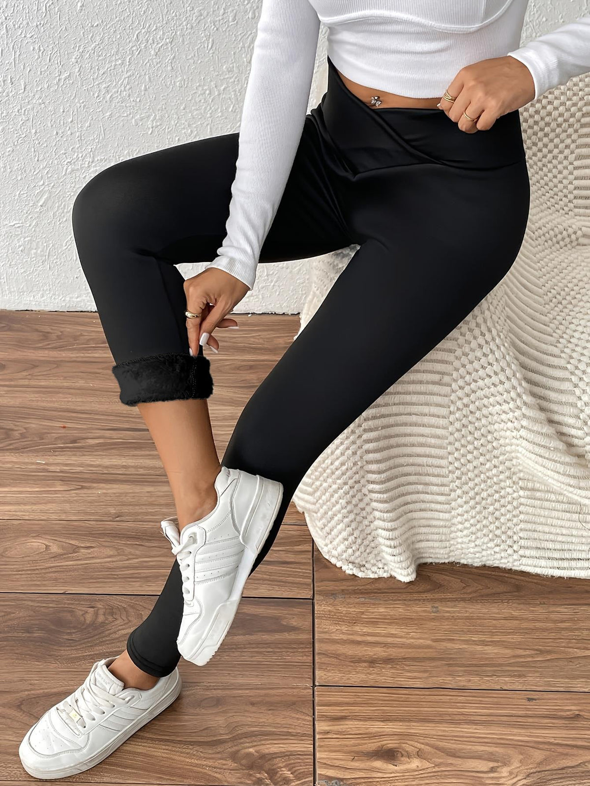 Popular Cross-Border Yoga Pants With Fleece, Cross High-Waisted, Breathable, Butt-Lifting, Tummy Control, Sports Outdoor Leggings For Women