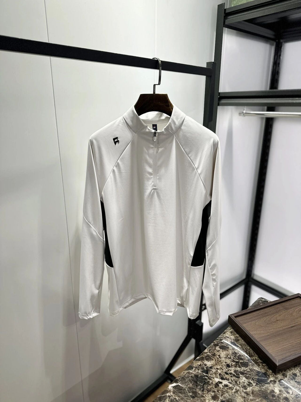 Mens Quarter Zip Quick Dry Long Sleeve Pullover Stand Collar Athletic Tops Breathable Lightweight Outdoor Hiking Running Training Performance Shirts