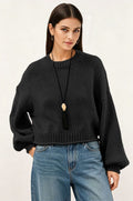 Womens Loose-Fit Round-Neck Casual All-Match Knitted Sweater