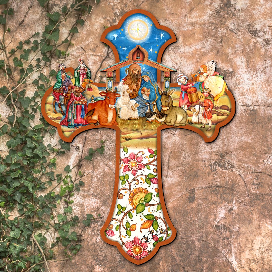 Nativity Cross Outdoor Decor by G. DeBrekht - Nativity Holiday Decor - 8191164F