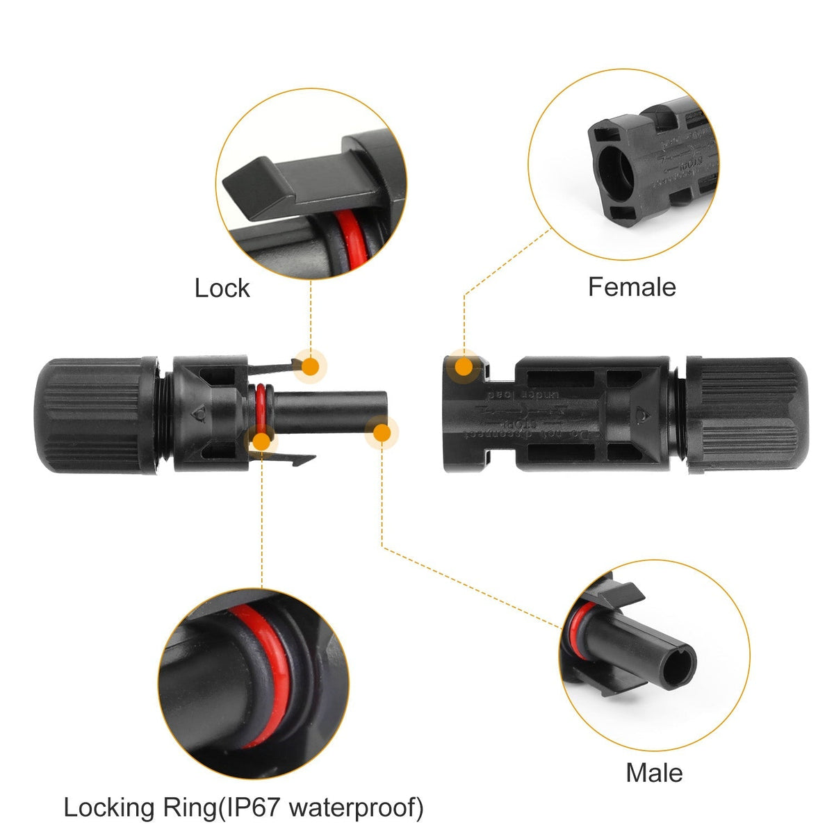 10 Pairs Solar Panel Connectors Solar Wire Adapter Male/Female IP67 Waterproof Connector Solar Panel Wire Connector