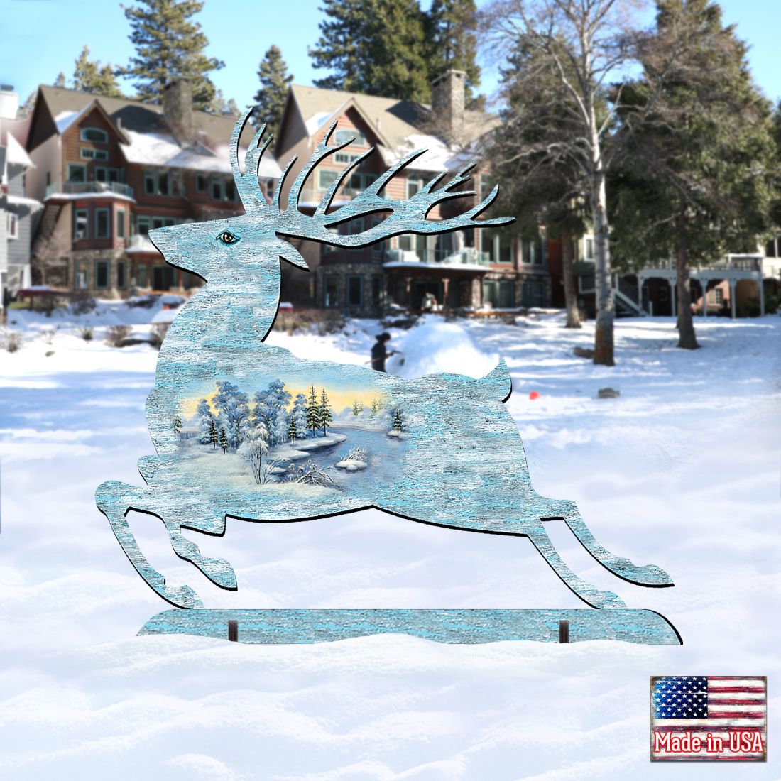 Prancing Deer Wildlife Outdoor Decor by G. DeBrekht - Wildlife Holiday Decor - 8198211-1F