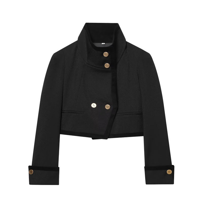 Golden-buttoned Cropped Jacket