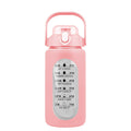 34Oz Glass Water Bottle Sports Water Bottle Motivational Water Bottle Water Intake Tracker Bottle with Straw Time Marker Silicone Sleeve Handle for Gy