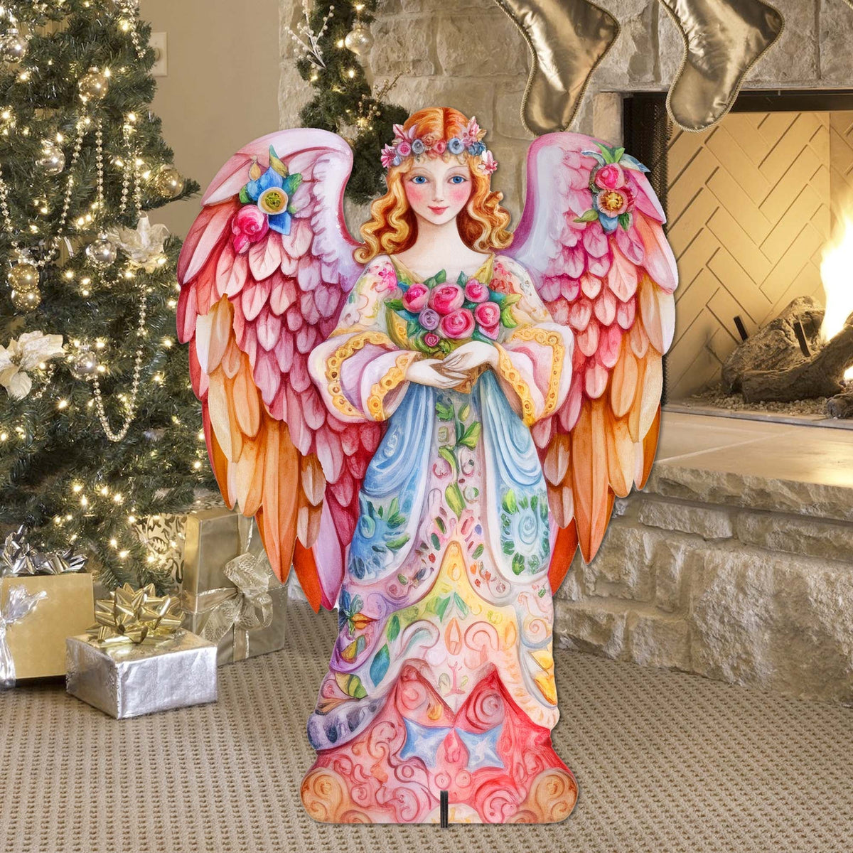 Pink Floral Angel Outdoor Decor by G. Debrekht - Nativity Holiday Decor - 8611023F