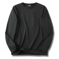 Men's Crew Neck Long Sleeve T-Shirt, Cotton Feel Moisture Wicking Quick Dry Athletic Shirts, Outdoor Hiking Tops With Seam Sealed Zipper Chest Pocket For Fall