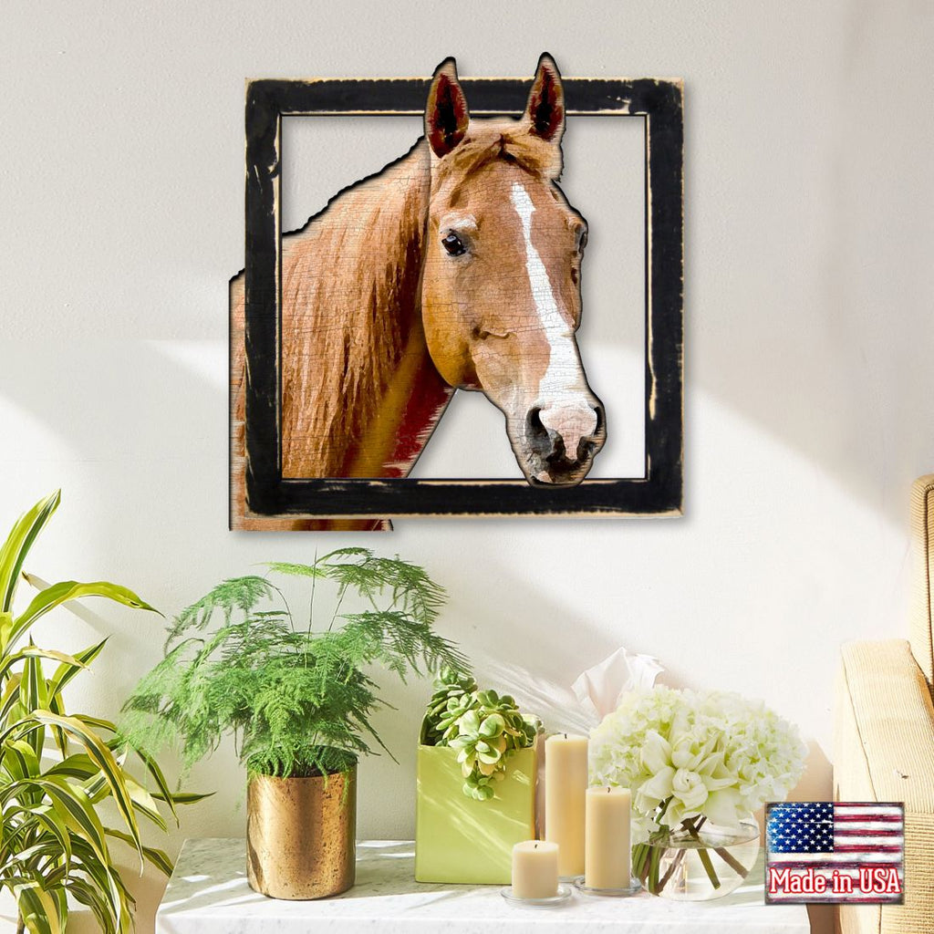 Brown Horse Head in Frame Wall Decor by G. DeBrekht - Nature Wildlife Decor  - G98160