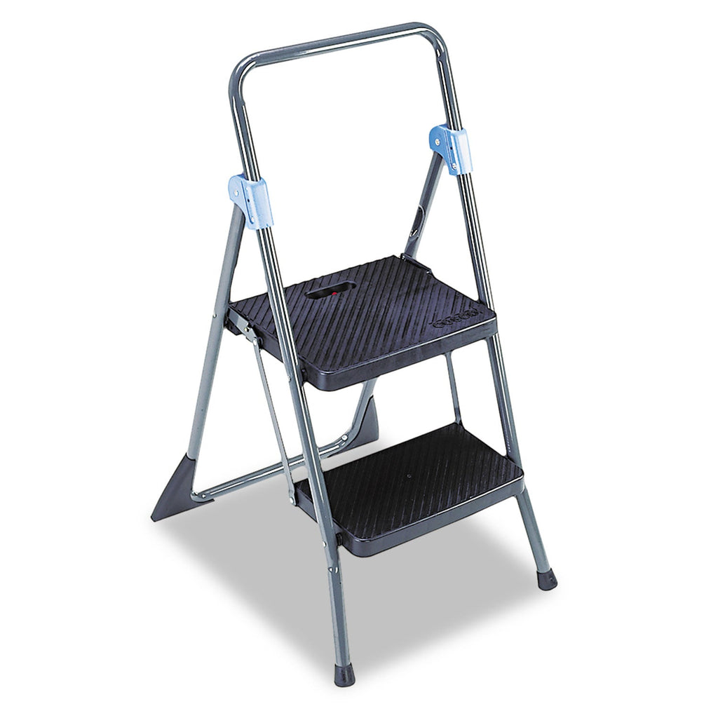 Cosco Commercial 2-Step Folding Stool, 300 lb Capacity, 20.5 x 24.75 x 39.5, Gray
