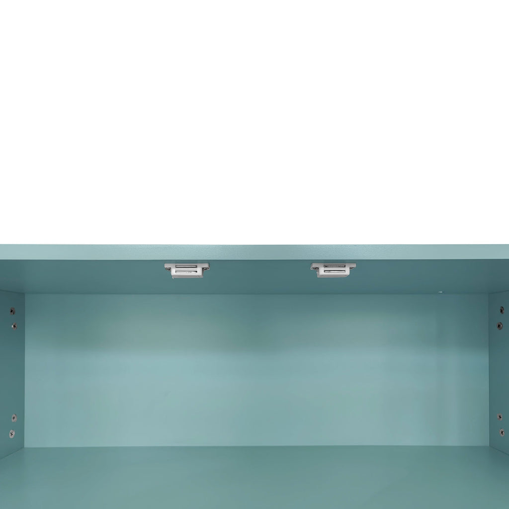 Modern Shoe Storage Bench with Hidden Storage and Upholstered Cushions for Bedside, Living Room and Entryway (Tiffany Blue)