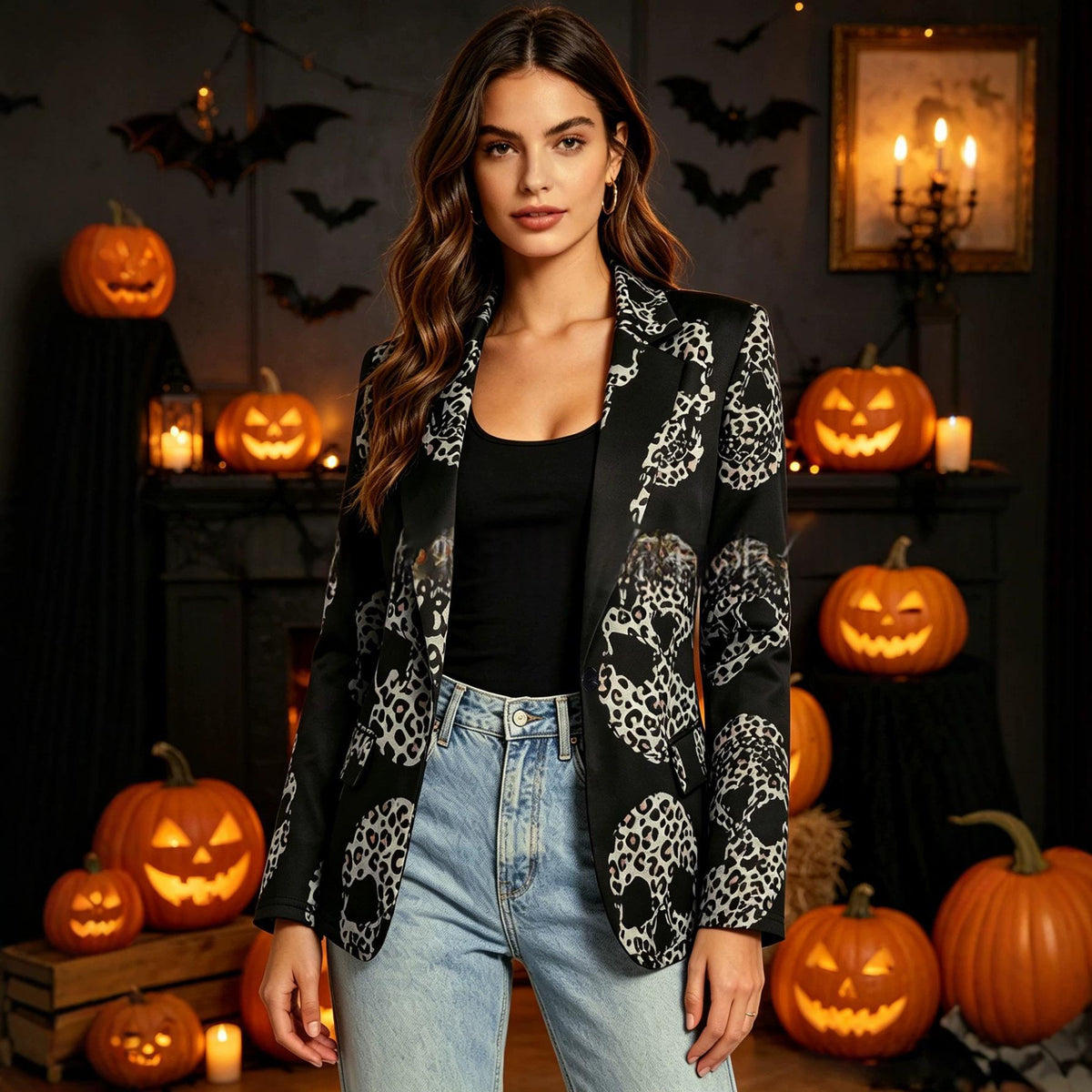 Long Sleeved Skull Blazer Coat