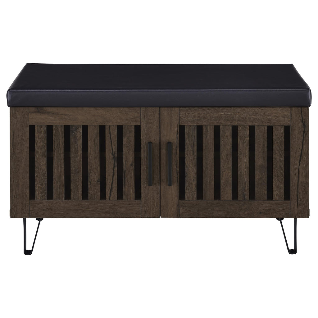 Brixton 2-door Padded Entryway Shoe Storage Bench Smoked Oak
