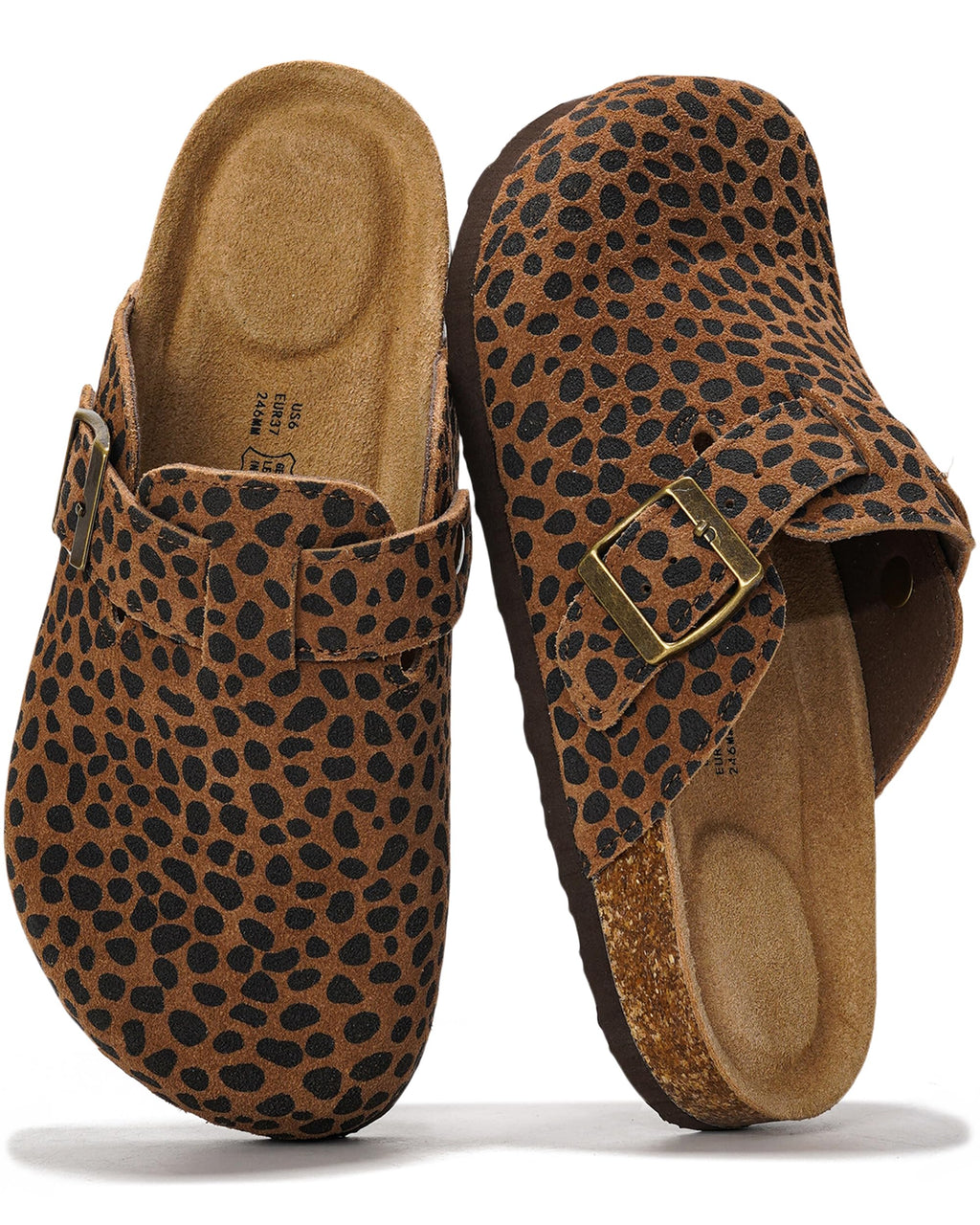 Project Cloud 100% Genuine Leather Womens Cork Footbed Clogs for Women
