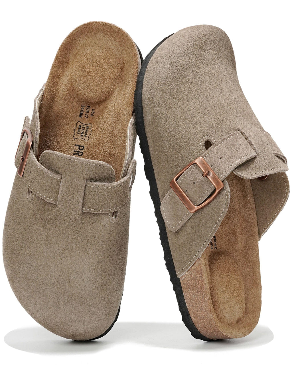 Project Cloud 100% Genuine Leather Womens Cork Footbed Clogs for Women