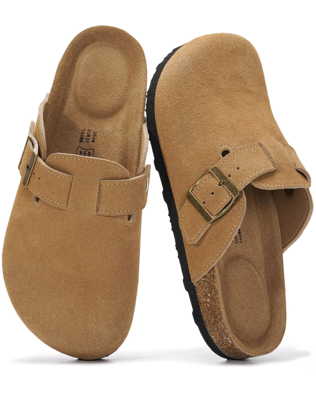 Project Cloud 100% Genuine Leather Womens Cork Footbed Clogs for Women
