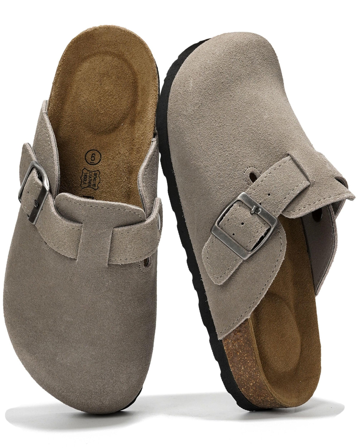 Project Cloud 100% Genuine Leather Womens Cork Footbed Clogs for Women