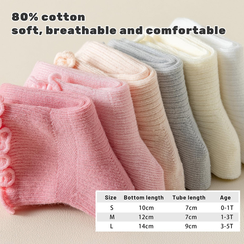 ANYANIME Toddler Socks Ruffle for Girls Baby Grip Socks Non Slip Cute Frill