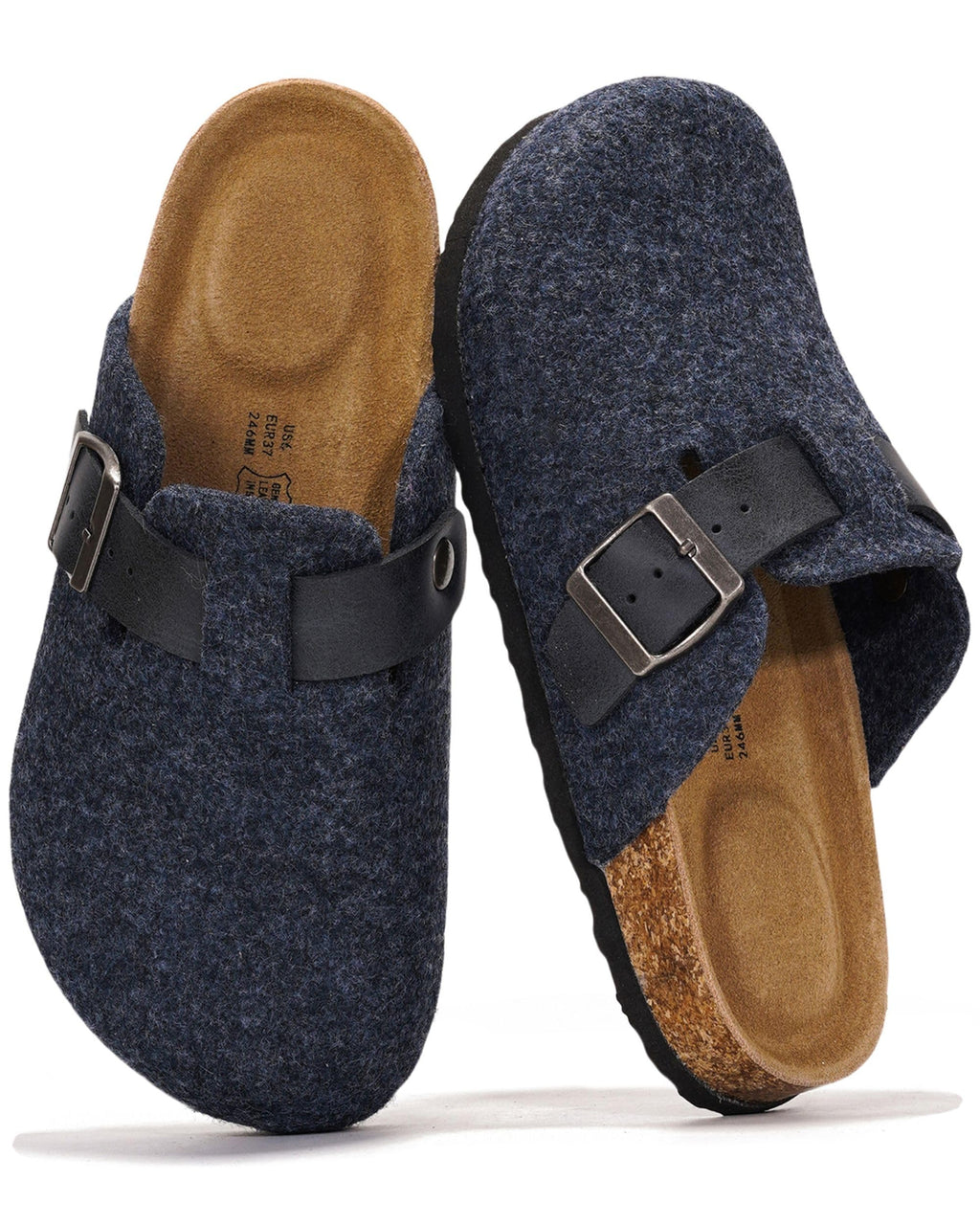 Project Cloud 100% Genuine Leather Womens Cork Footbed Clogs for Women