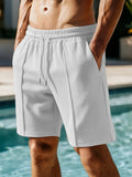 Men's Five-Piece Waffle Pattern American Heavyweight Trendy Versatile Casual Solid Color Sports Shorts