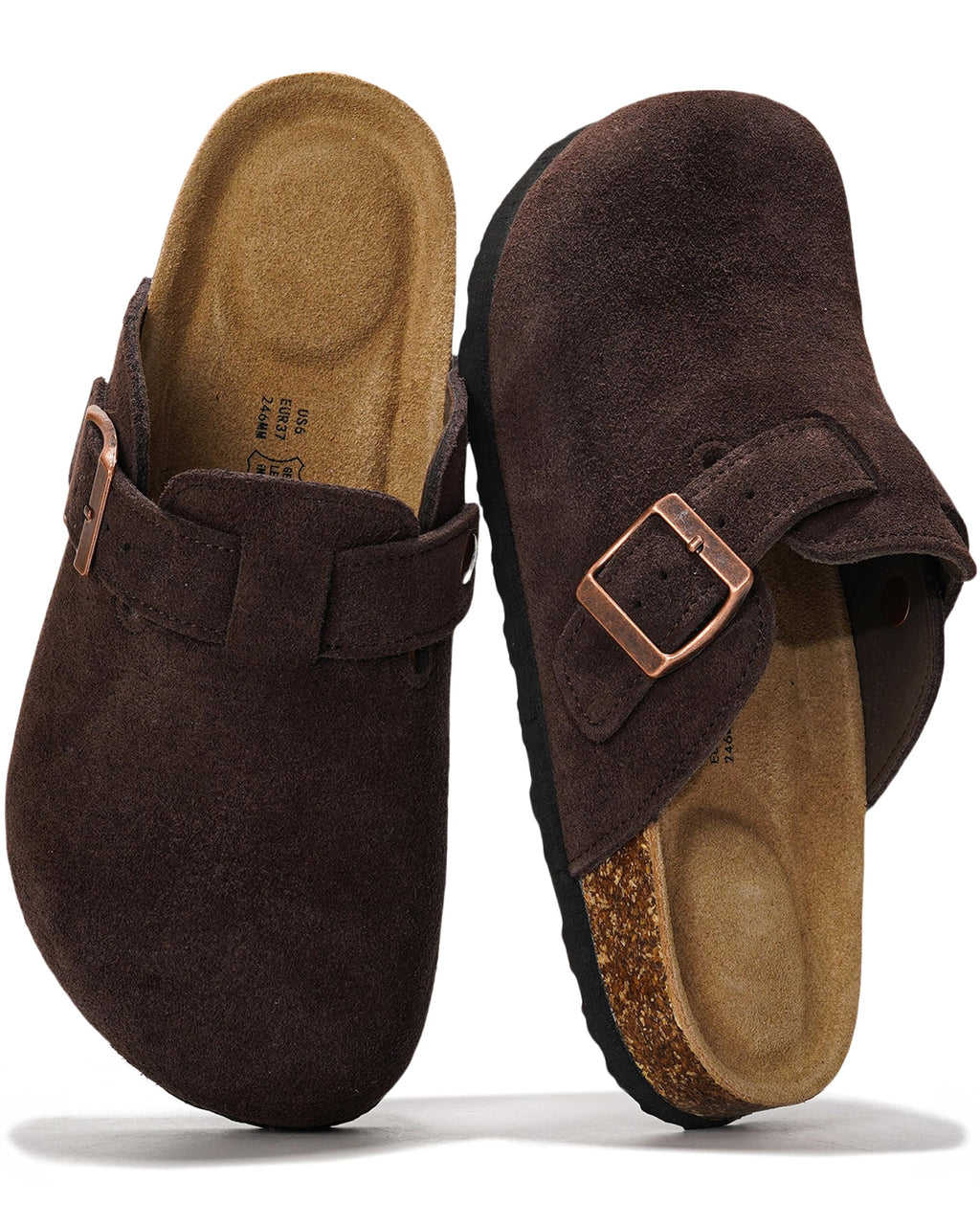 Project Cloud 100% Genuine Leather Womens Cork Footbed Clogs for Women