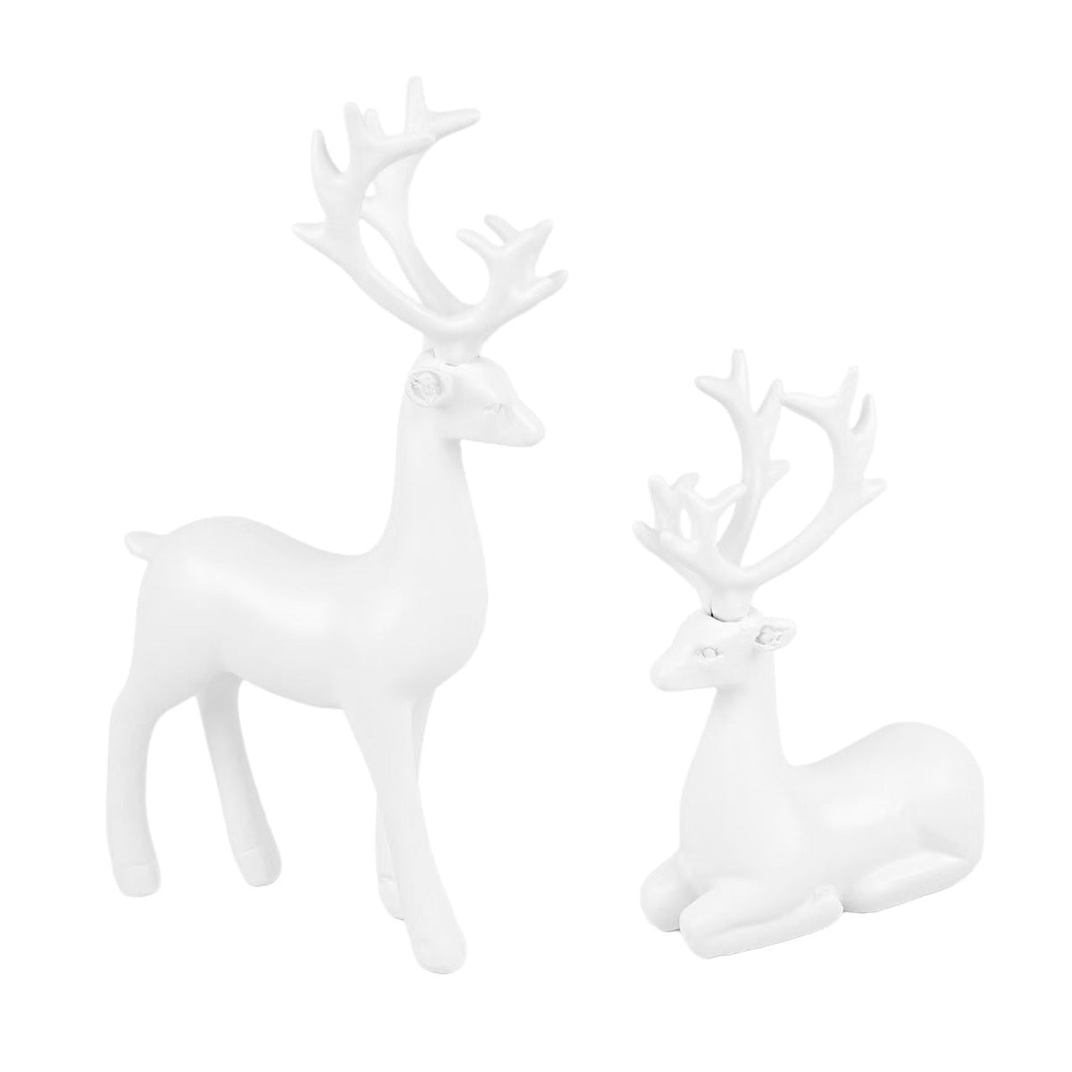 Decorative Deer Figurine Pair — Modern Home Decor, Gold & White