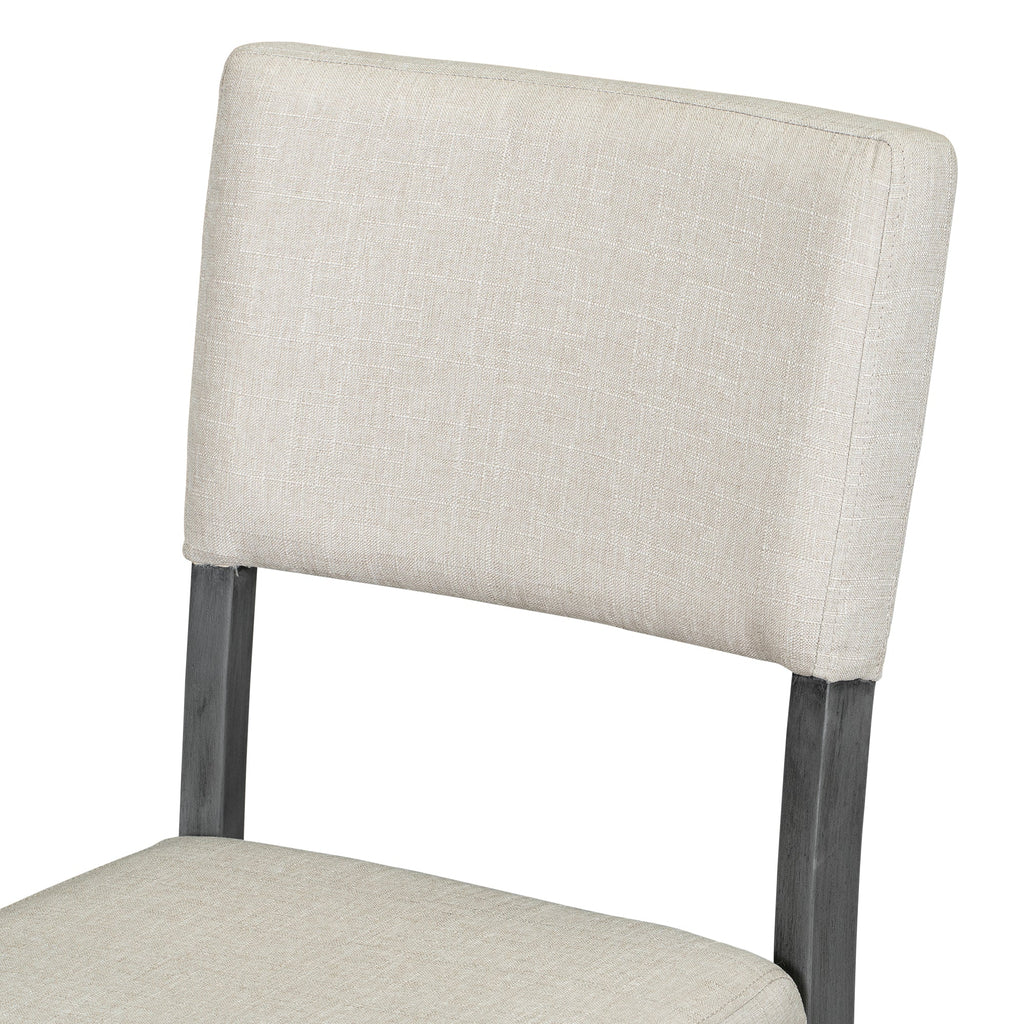 TREXM Five Piece Retro Round Dining Table Set with Curved Brackets and 4 Restaurant Cushioned Chairs (Dark Gray)
