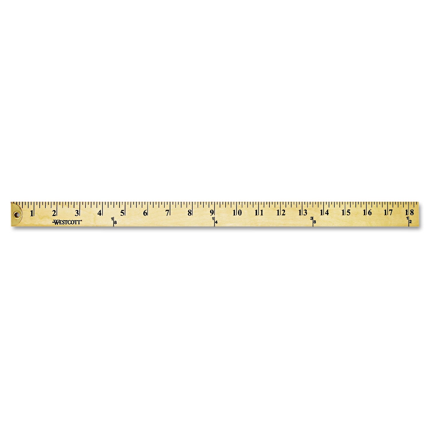 Westcott Wood Yardstick with Metal Ends, 36" Long. Clear Lacquer Finish
