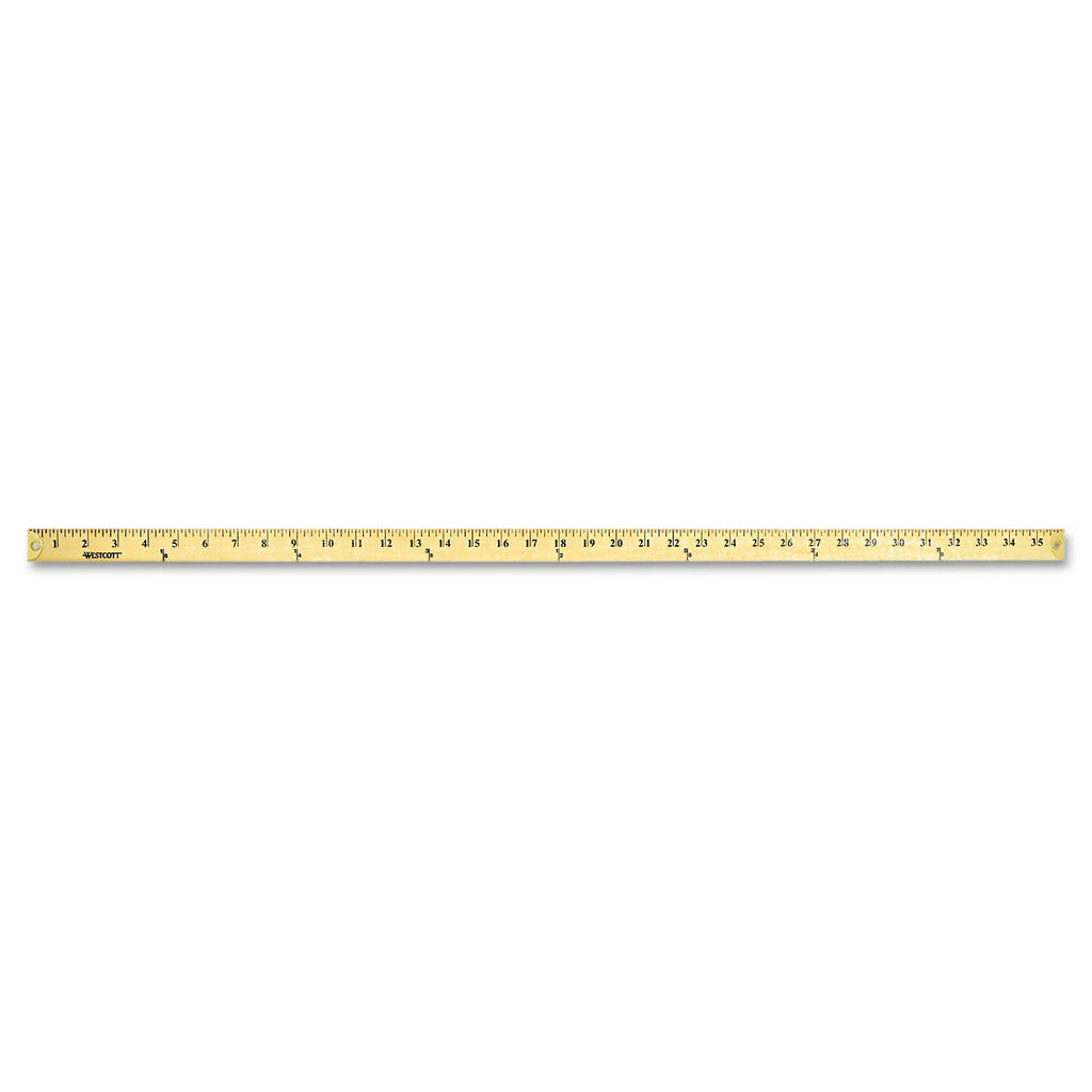 Westcott Wood Yardstick with Metal Ends, 36" Long. Clear Lacquer Finish