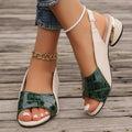 Women's Mid Block Heel Sandals, New Spring Summer Soft Leather Peep Toe Outdoor Slide Sandals