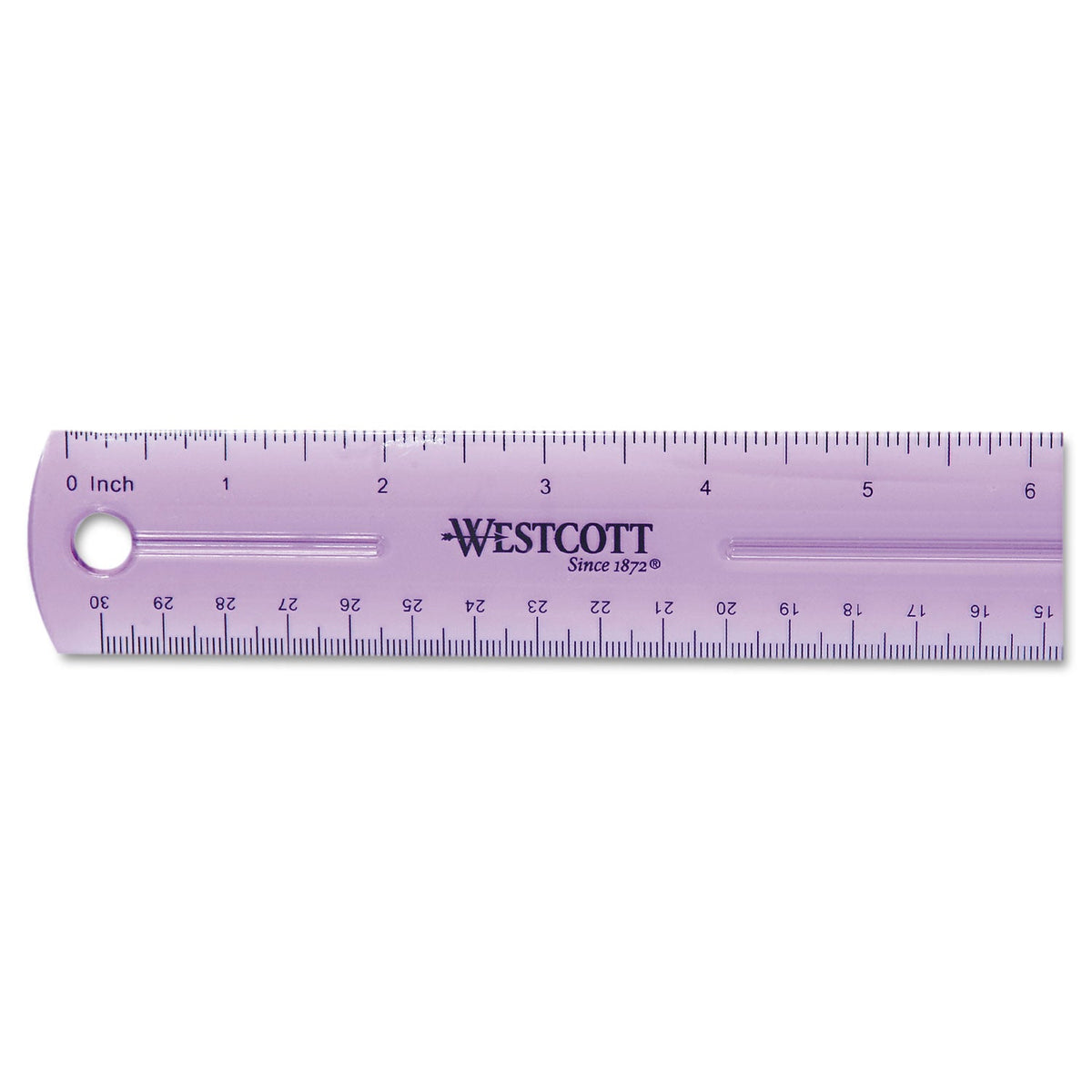 Westcott 12" Jewel Colored Ruler, Standard/Metric, Plastic