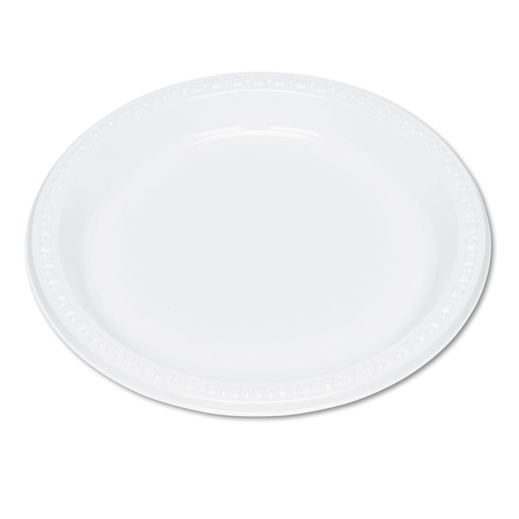 Tablemate Plastic Dinnerware, Plates, 9" dia, White, 500/Carton