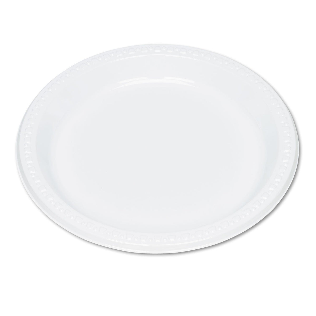 Tablemate Plastic Dinnerware, Plates, 9" dia, White, 500/Carton