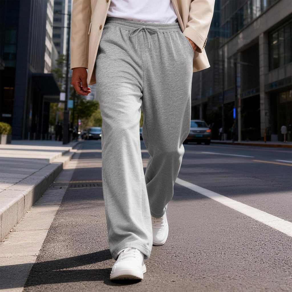 Mens Solid-Color Drawstring Straight-Leg Sweatpants