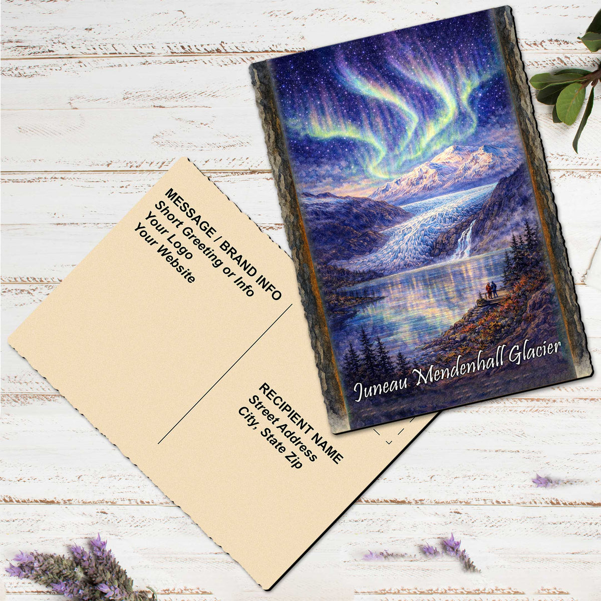 Northern Lights Mountain Glacier Art Card by G. Debrekht - 97113GC